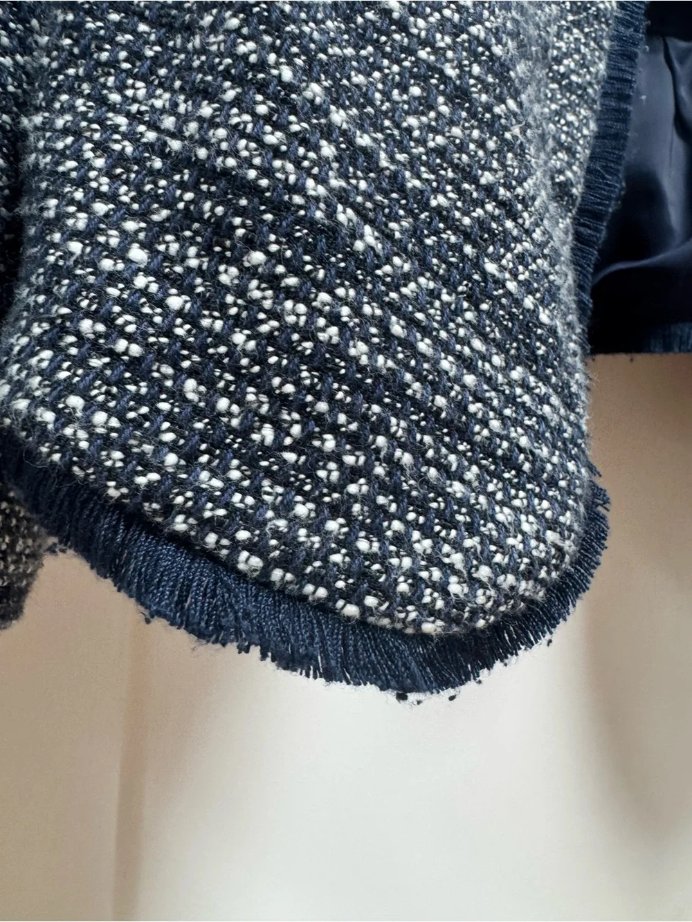Talbots Navy Tweed Collarless Blazer Jacket